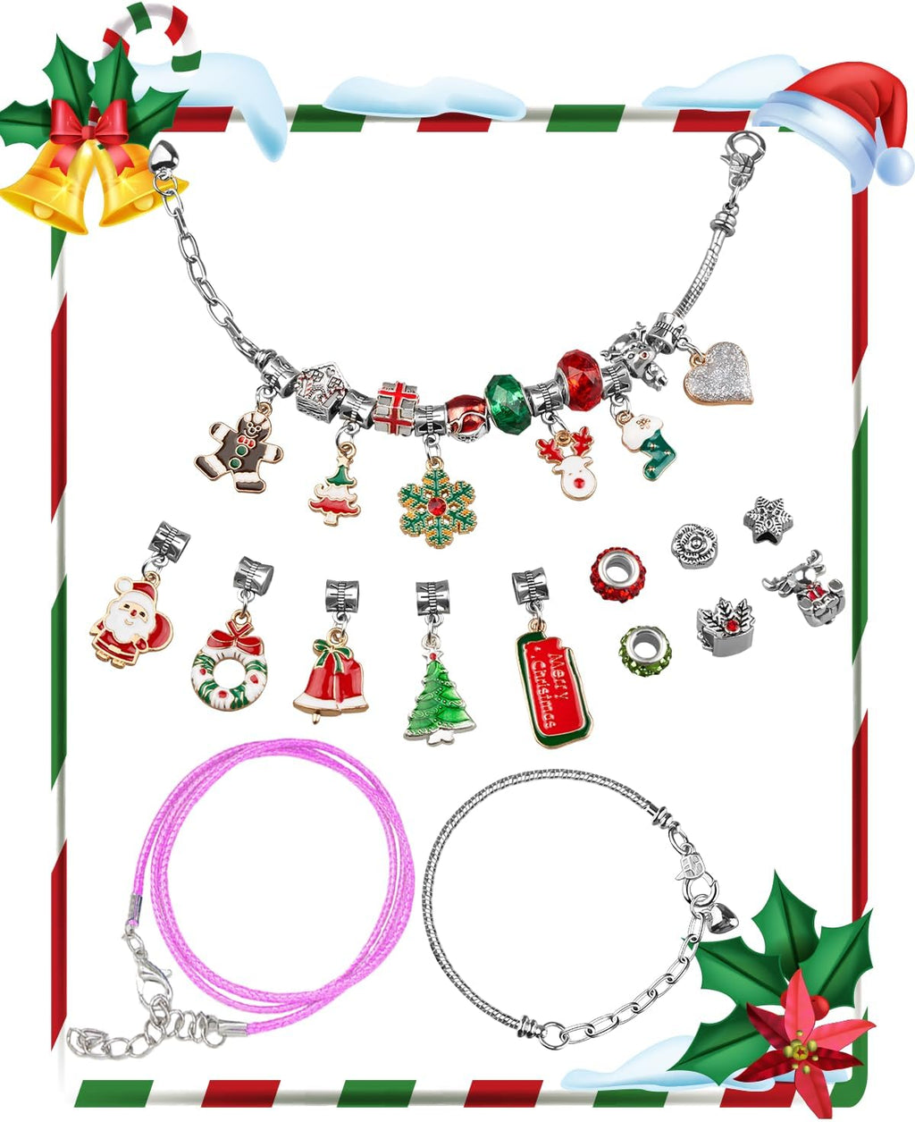 Skiennix Advent Calendar 2025 | Jewelry Making Kit for Girls - DIY Charm Bracelet Crafts for Ages 4-12