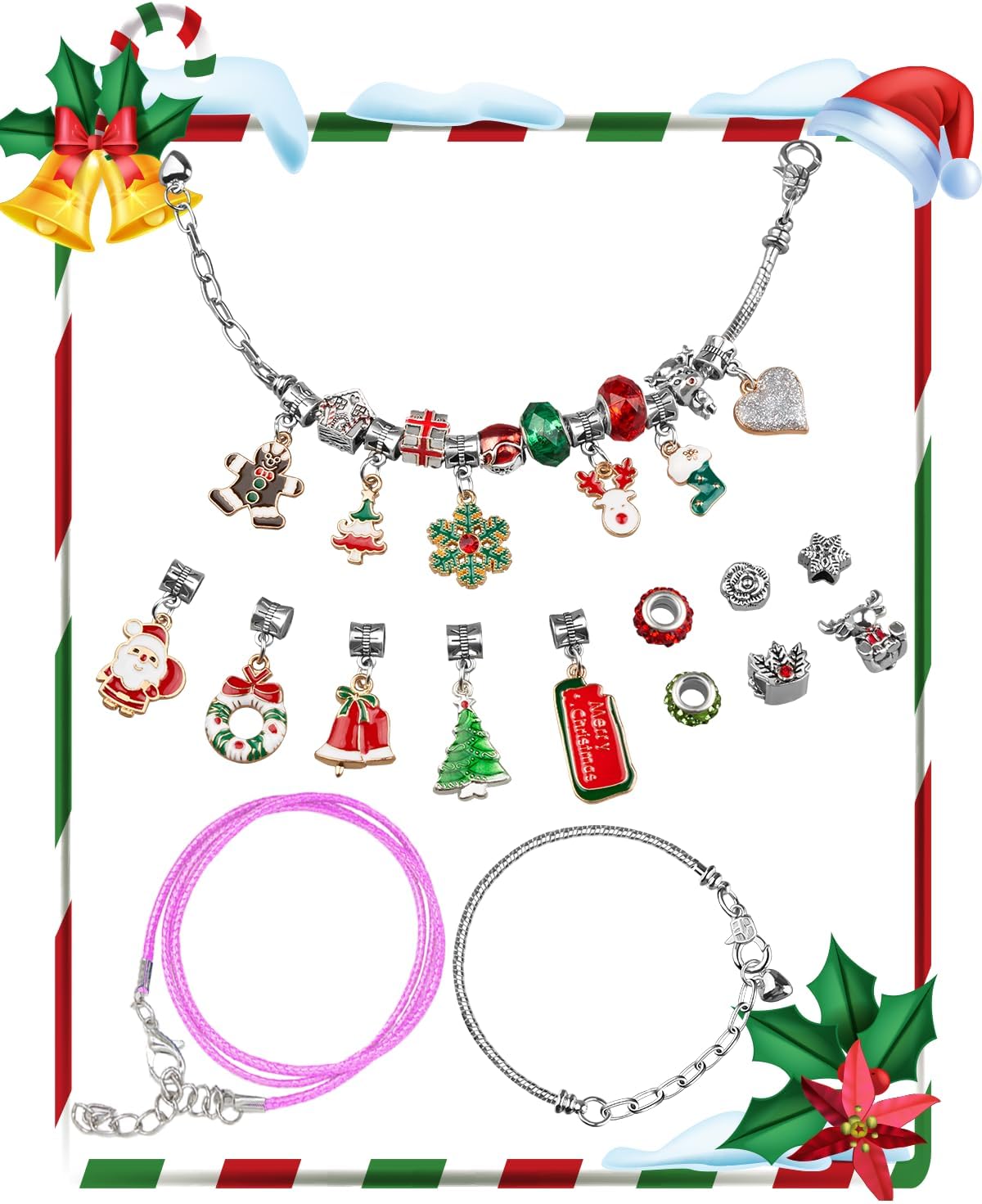 Skiennix Advent Calendar 2025 | Jewelry Making Kit for Girls - DIY Charm Bracelet Crafts for Ages 4-12