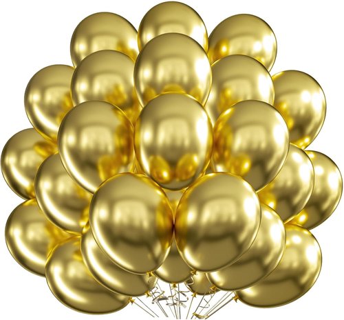 MEBAY Gold Balloons - 12 Inch Chrome Metallic Latex - 100 Pcs for Birthday, Wedding & Party Decor