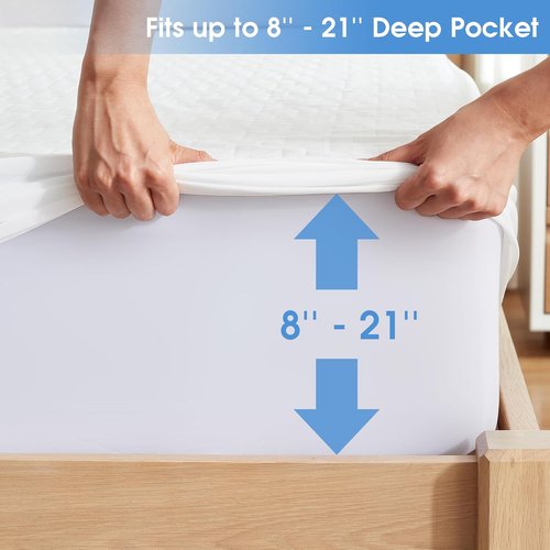 Hanherry Waterproof King Size Mattress Protector - 3D Air Fabric Cooling Cover, Soft & Breathable, Fits 8''-21'' Deep Pocket