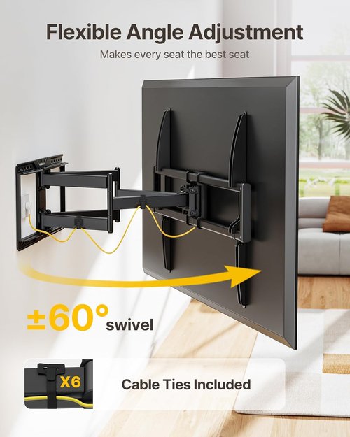 monTEK Heavy-Duty Full Motion TV Wall Mount Bracket - Supports 50-100" TVs Up to 200 lbs | Tool-Free Tilt & Swivel, Max VESA 900x600