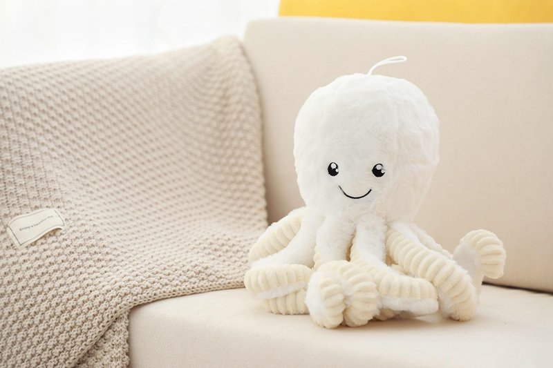 Maxpetus Cute Big Octopus Pillows,Interior Decoration Octopus Cushion,Soft Marine Animal Decorations (White, 15.7 inch)