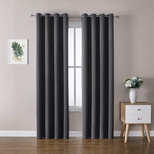 ChrisDowa Blackout Curtains - 80-Inch Long Thermal Insulated Grommet Panels | Dark Grey, Set of 2