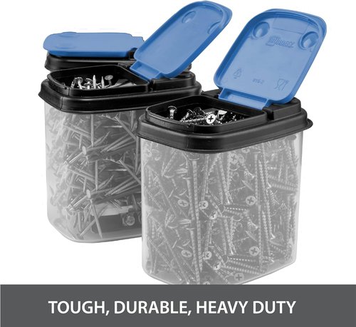 Buddeez Multi-Purpose Storage Bins - Clear Organizers with Blue Stackable Lids | 1 Quart, 8 Pack