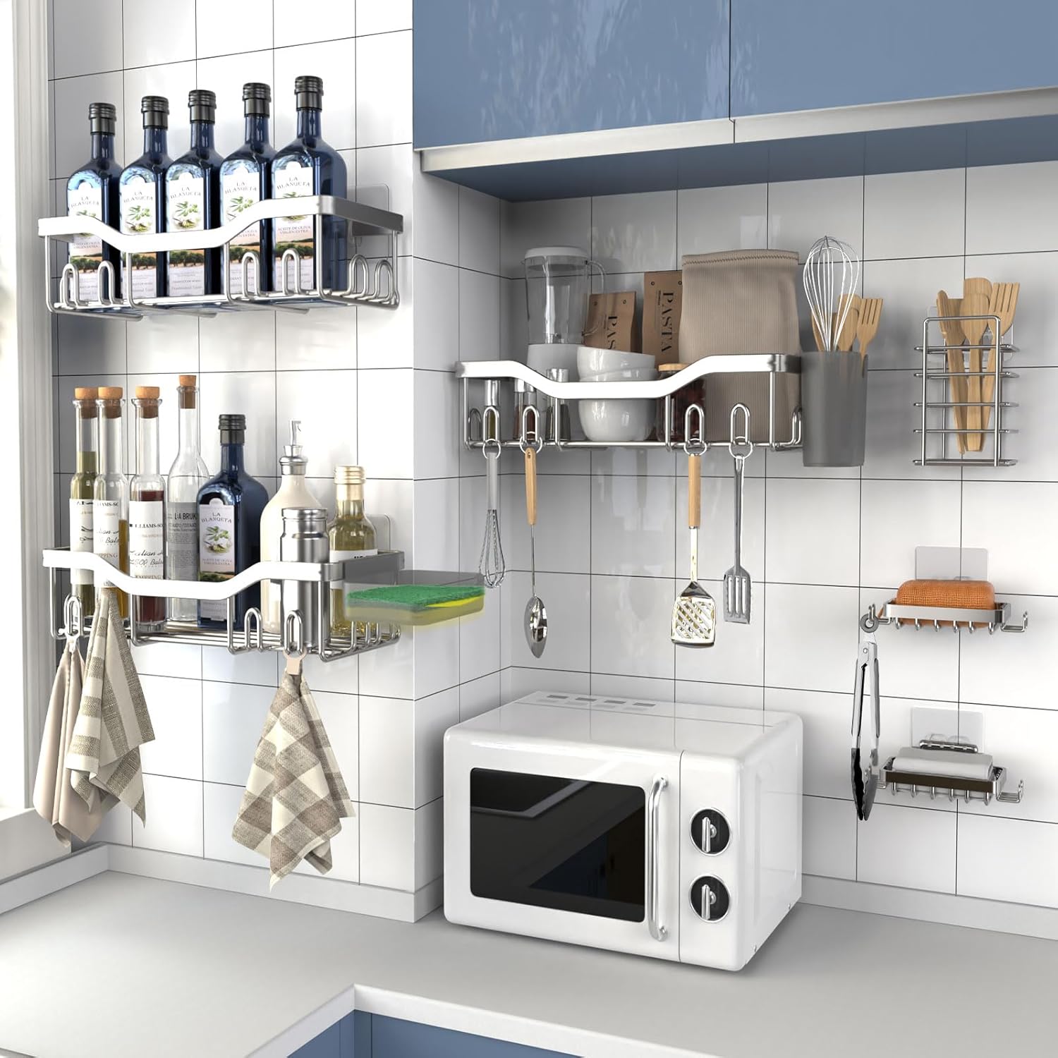NESOMI Shower Caddy - Rustproof Stainless Steel Organizer with Large Capacity | No-Drill 8-Pack