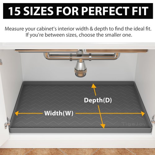 TigeJoy Under Sink Mats for Kitchen Waterproof, Leak-Proof Silicone Mat Sink Protector and Cabinet Liner, Kitchen Essentials Organizer and Storage 22" x 19" White