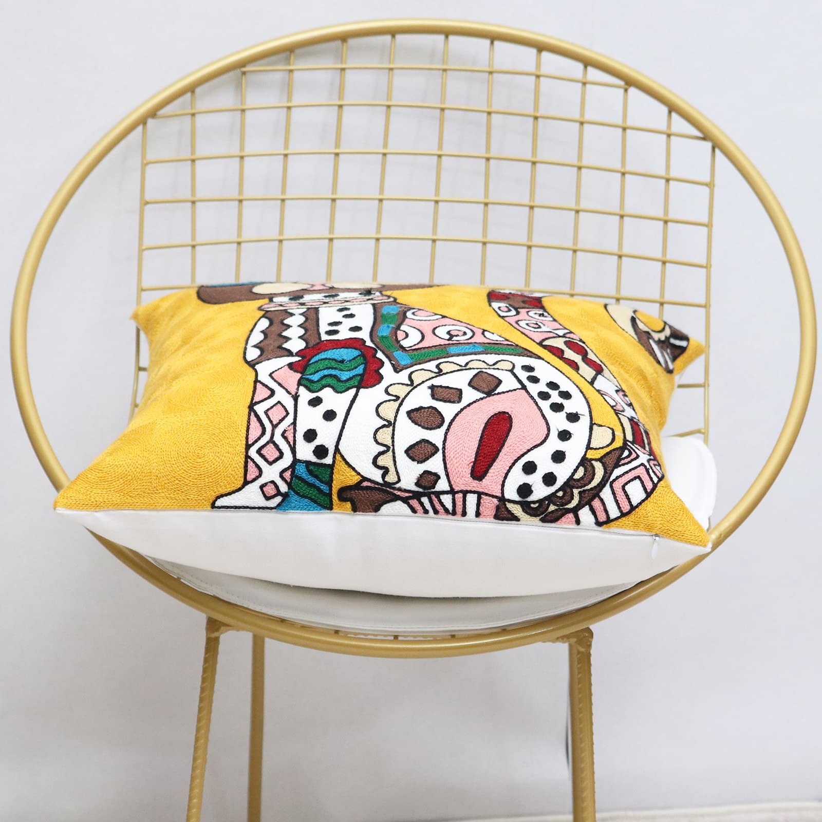 UnionKK 1 Pcs Embroidered Decorative Throw Pillows Covers for Sofa Decor Cushion Cases 18 x 18 Inch (Big Cat)