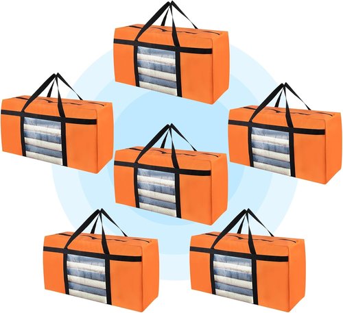 CIVJET Extra Large Heavy-Duty Moving Bags - 6 Pack with Reinforced Zippers & Handles | Ideal for Clothes & Storage