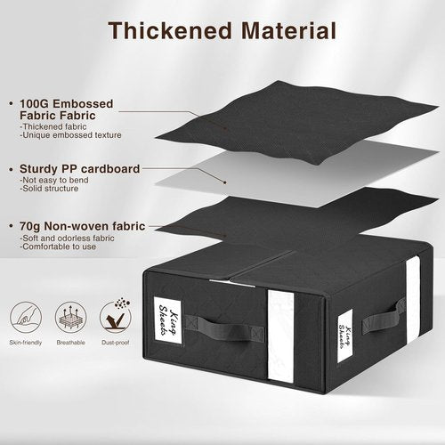 Homsorout Bed Sheet Organizers - Foldable Linen Storage with Window & Labels | XL Black 6-Pack for Bedding