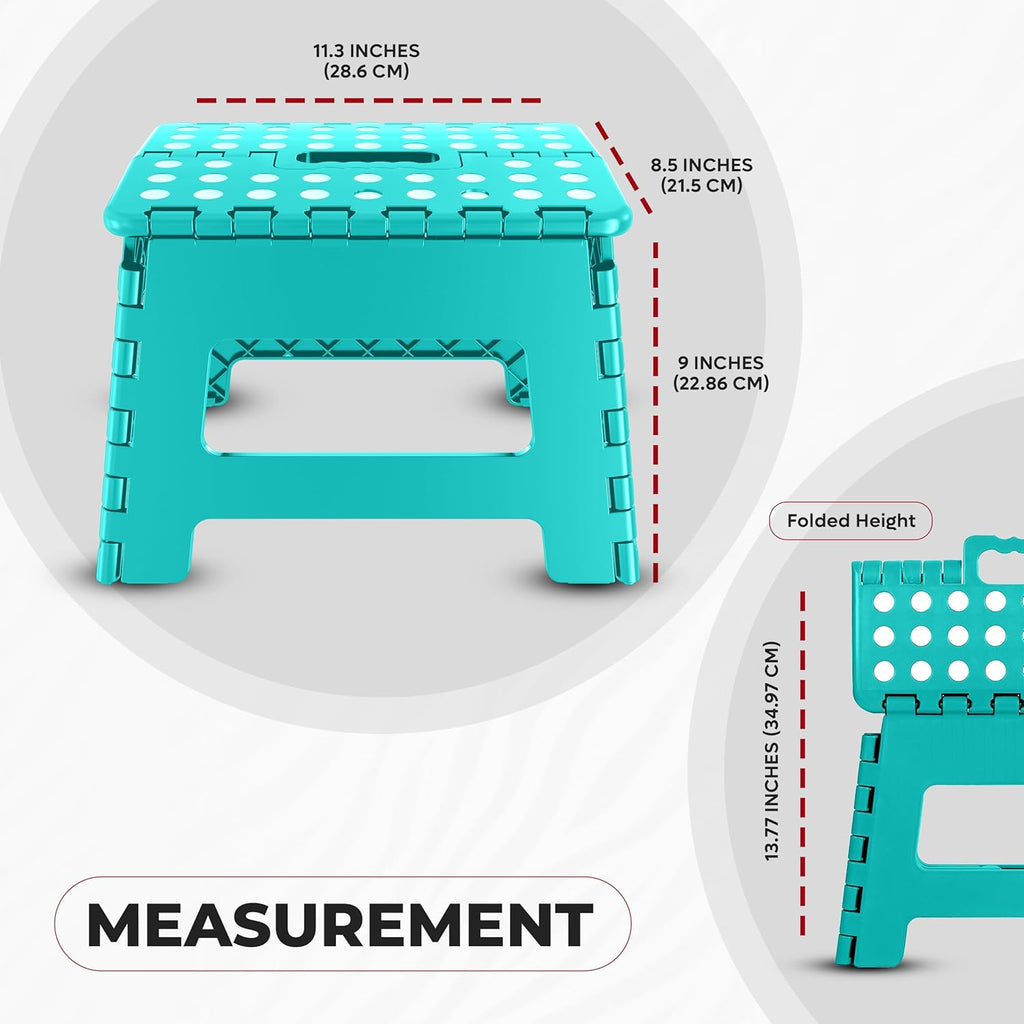 Utopia Home Folding Step Stool - 9-Inch Anti-Slip Collapsible Design - Supports Up to 300 lbs - Teal Color for Kitchen & Bathroom Use