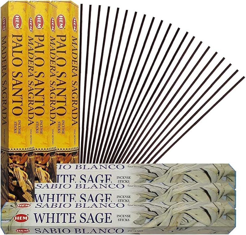 White Sage and Palo Santo Incense Stick Bundle with Holder
