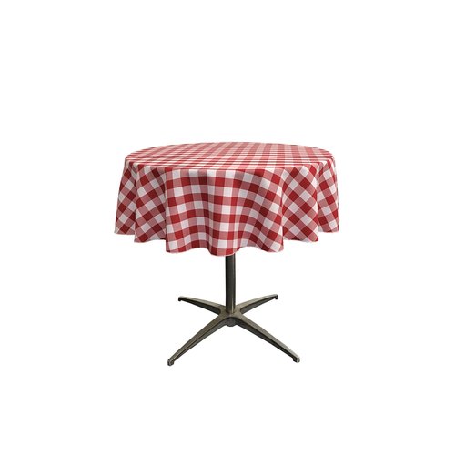 LA Linen Poly Checkered Round Tablecloth, 58-Inch, Red/White