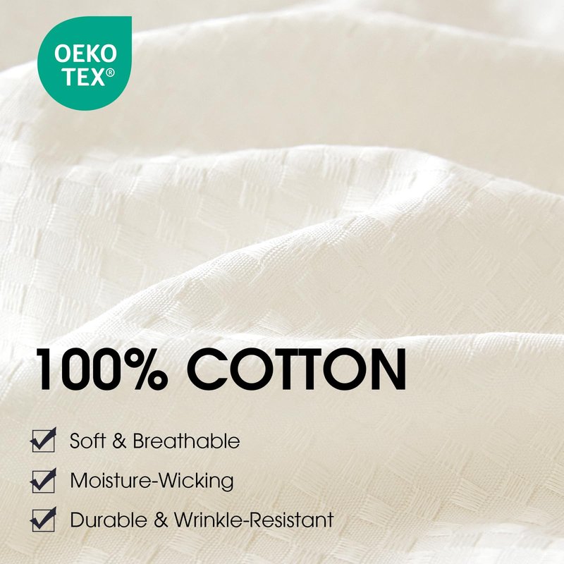 DCSKY Cotton Duvet Cover King,100% Cotton Waffle Weave White Duvet Covers King Size,Luxury Textured & Breathable 3pcs with 2 Pillow Shams for All Season 104x90 Inches