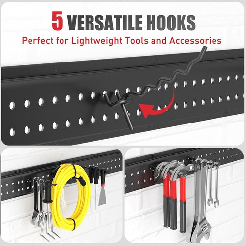 Garage Tool Organizer by [Brand Name] - 48-Inch Wall Mount with 10 Adjustable Heavy-Duty Hooks | Durable Garden Tool Storage Rack