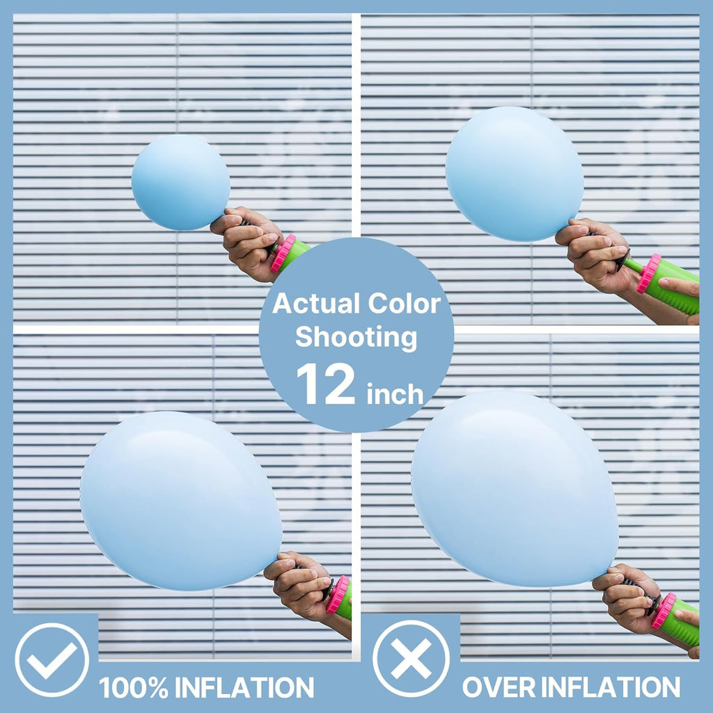 PartyWoo Baby Blue Balloons - 101pcs 12 Inch Light Pastel Aqua Blue for Celebrations & Events