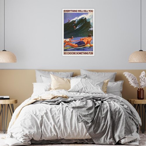 Enveable Retro Hawaii Surfing Poster - Tropical Beach Art Print for Home Decor | 12x16in Unframed