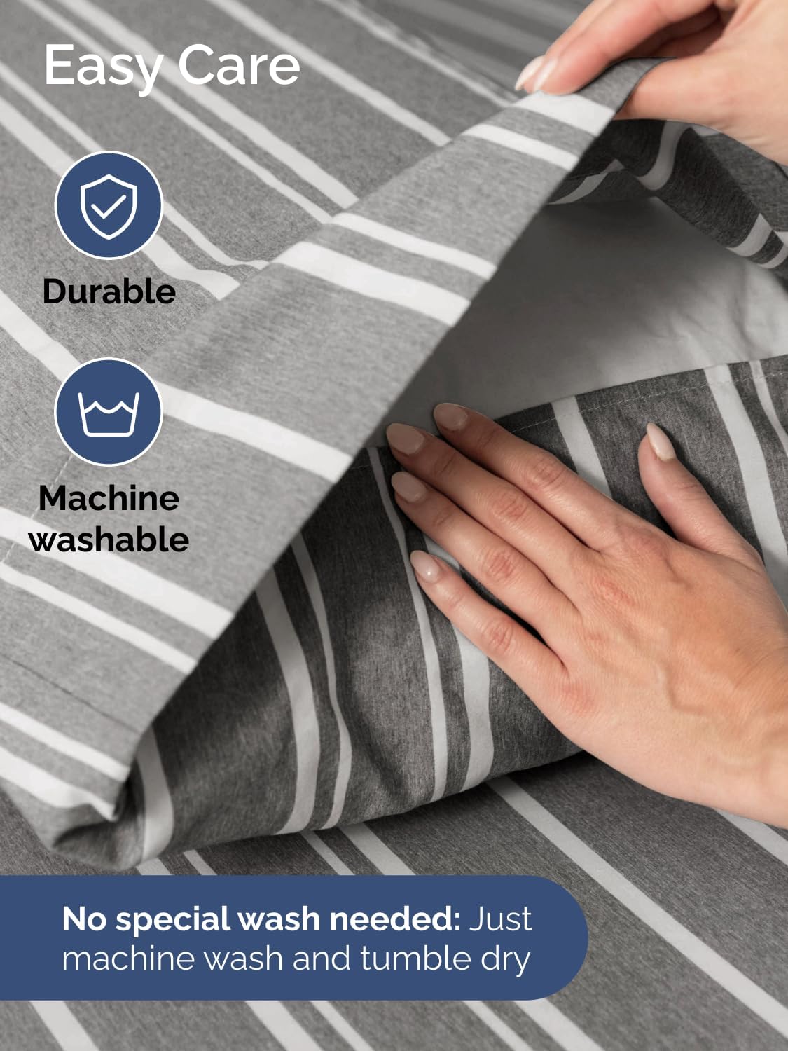 Skiennix Extra Deep Queen Sheet Set - 6 Piece Cooling Sheets for Luxurious Comfort - Soft, Wrinkle-Free, Grey Stripes