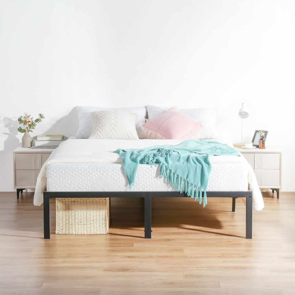 Olee Sleep King Size Platform Bed Frame - 18 Inch Heavy Duty Steel Slat Support, Noise-Free Design, Easy Assembly