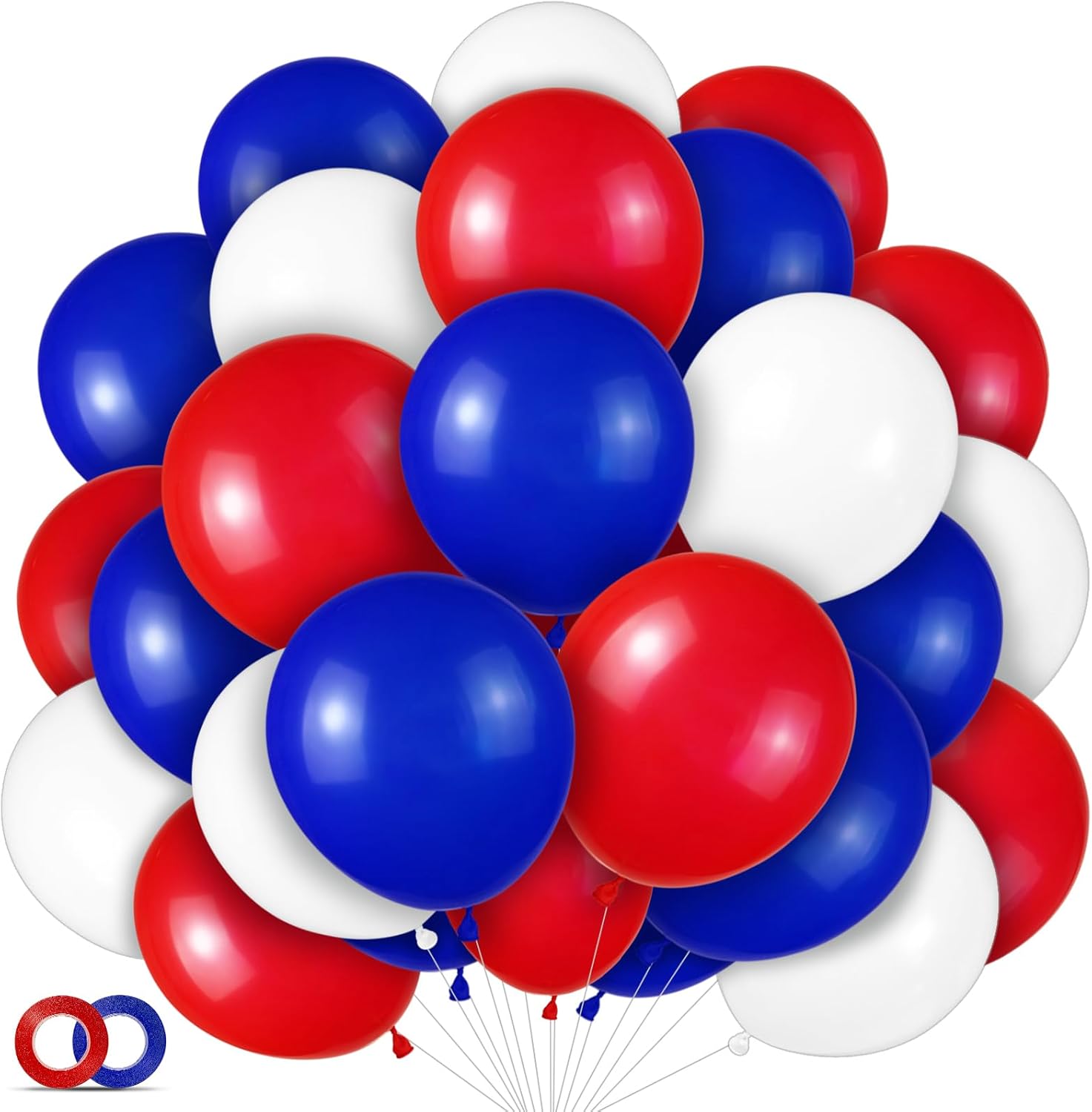 Red White & Blue Latex Balloons - 100 Pack for 4th of July Decorations | Patriotic Party Supplies