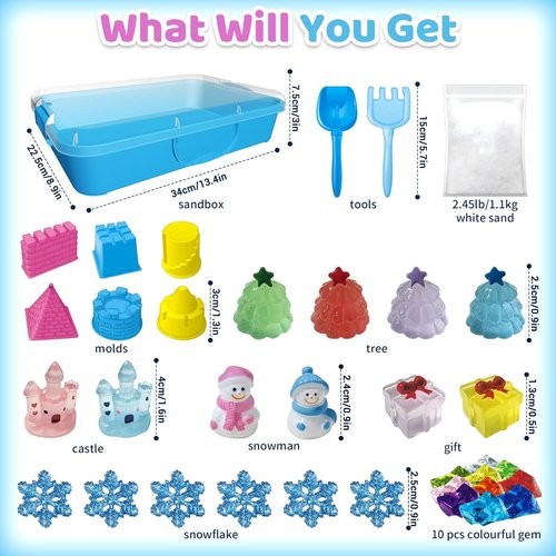 Aocii Kids Sensory Bin Sand Kit - Winter Fairy Tale Theme Play Set for Toddlers | Perfect Christmas Gift for Ages 3-9