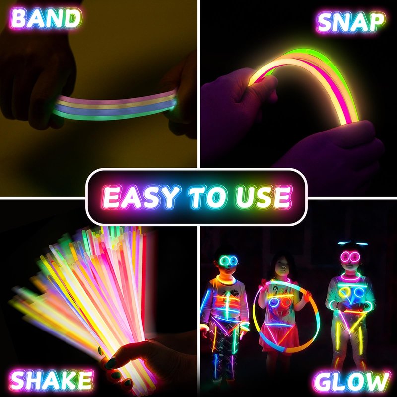SHQDD 248 PCS Glow Party Supplies,Glow in the Dark Party Favors, 24PCS Foam Glow Sticks, 24PCS LED Glasses and 200PCS Glow Sticks Bracelets, Neon Party Favors for Wedding,Concert,Raves and Birthday
