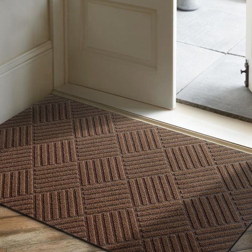 EGO LIFE 100% Waterproof Doormat - Extra Durable Natural Rubber Backing | Easy Clean, All-Season, 47x35" Brown