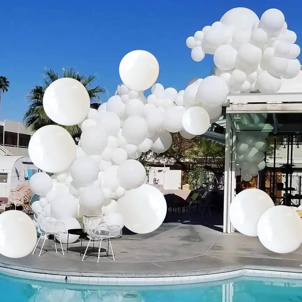 Skiennix 12-Inch White Latex Balloons - 110 Pack for Wedding & Bridal Shower Decorations | Includes 2 Ribbons