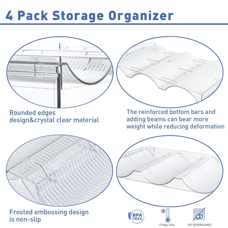 Stackable Water Bottle Organizer for Cabinet, Plastic Bottle Holder Designed for Starbucks Studded Tumblers up to 40oz, Plastic Cup Holder&Wine Rack for Pantry,Cupboard- 4 Layers Hold 12 Bottles