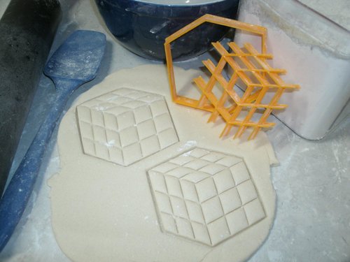 INSPIRED BY RUBIKS CUBE COMBINATION PUZZLE GAME TOY 2 PC COOKIE CUTTER AND STAMP MADE IN USA PR695