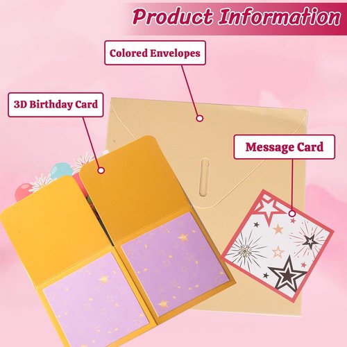 3D Pop Up Birthday Card - Handmade Greeting Card Gift Box with Envelope | Unique Fun Gift for All Ages