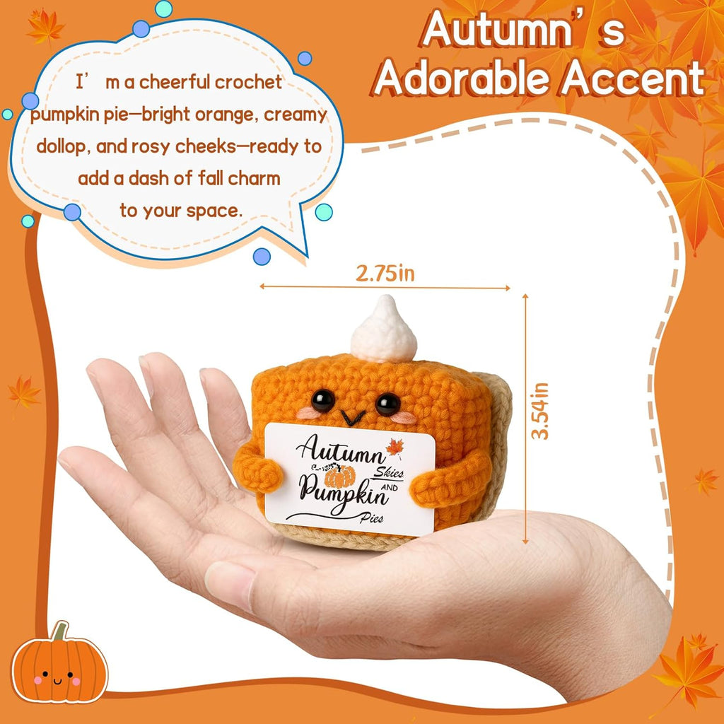 Skiennix Mini Pumpkin Pie Crochet Doll - Cute Fall Decor for Thanksgiving | Plush Autumn Gift