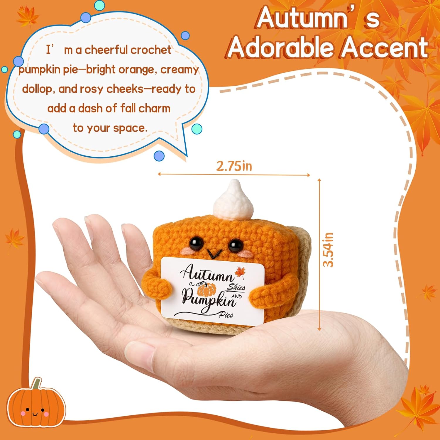 Skiennix Mini Pumpkin Pie Crochet Doll - Cute Fall Decor for Thanksgiving | Plush Autumn Gift