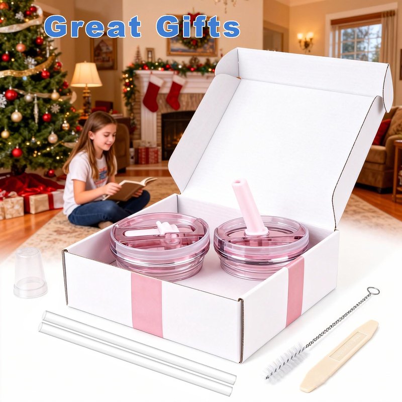 ANTAND 30oz Flip Straw Lid for Stanley Quencher H2.0 Tumbler, 2 Pack Leak Proof Lid Replacement No Spill Cover for Stanley Cup Accessories ProTour (Rose Quartz,Rose Quartz)