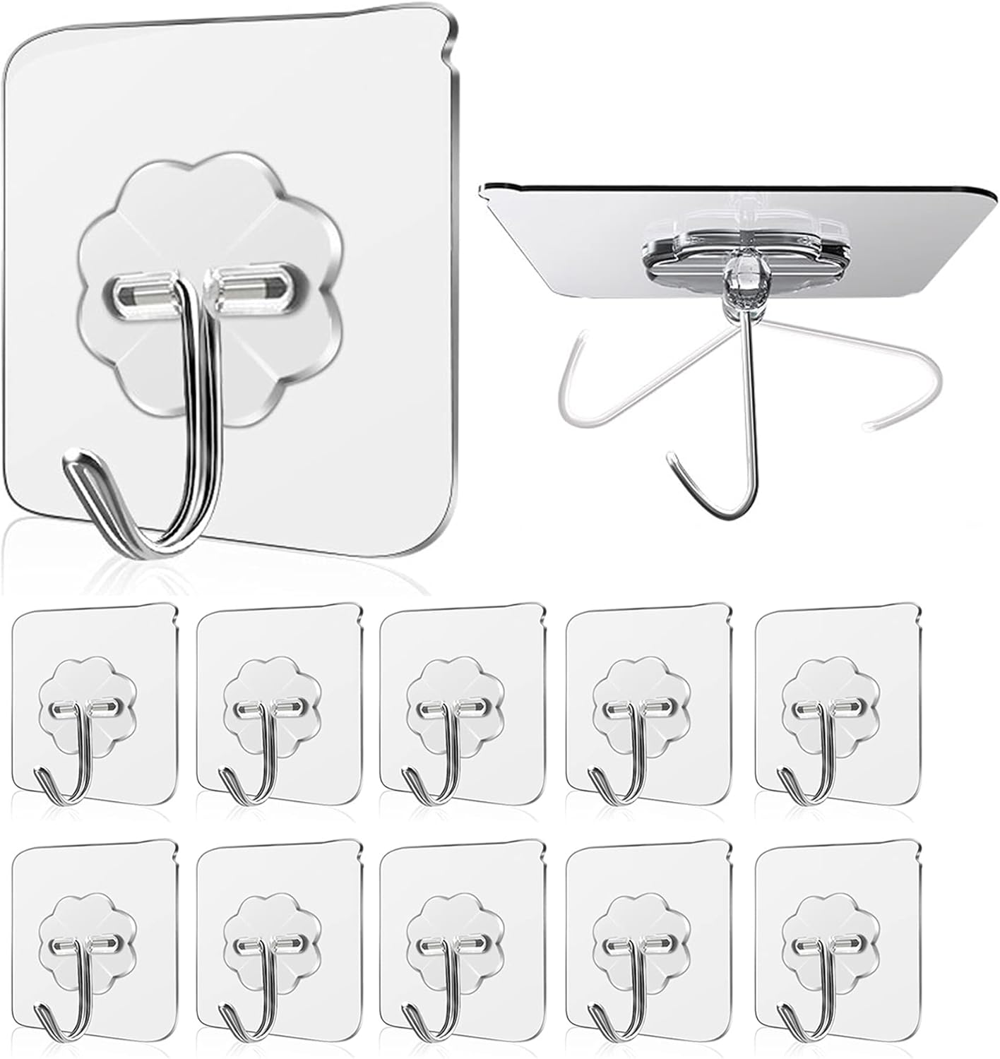 Skiennix Wall Hooks - Heavy Duty Adhesive, Waterproof & Oilproof, 33 lbs Max Capacity | 10 Pack
