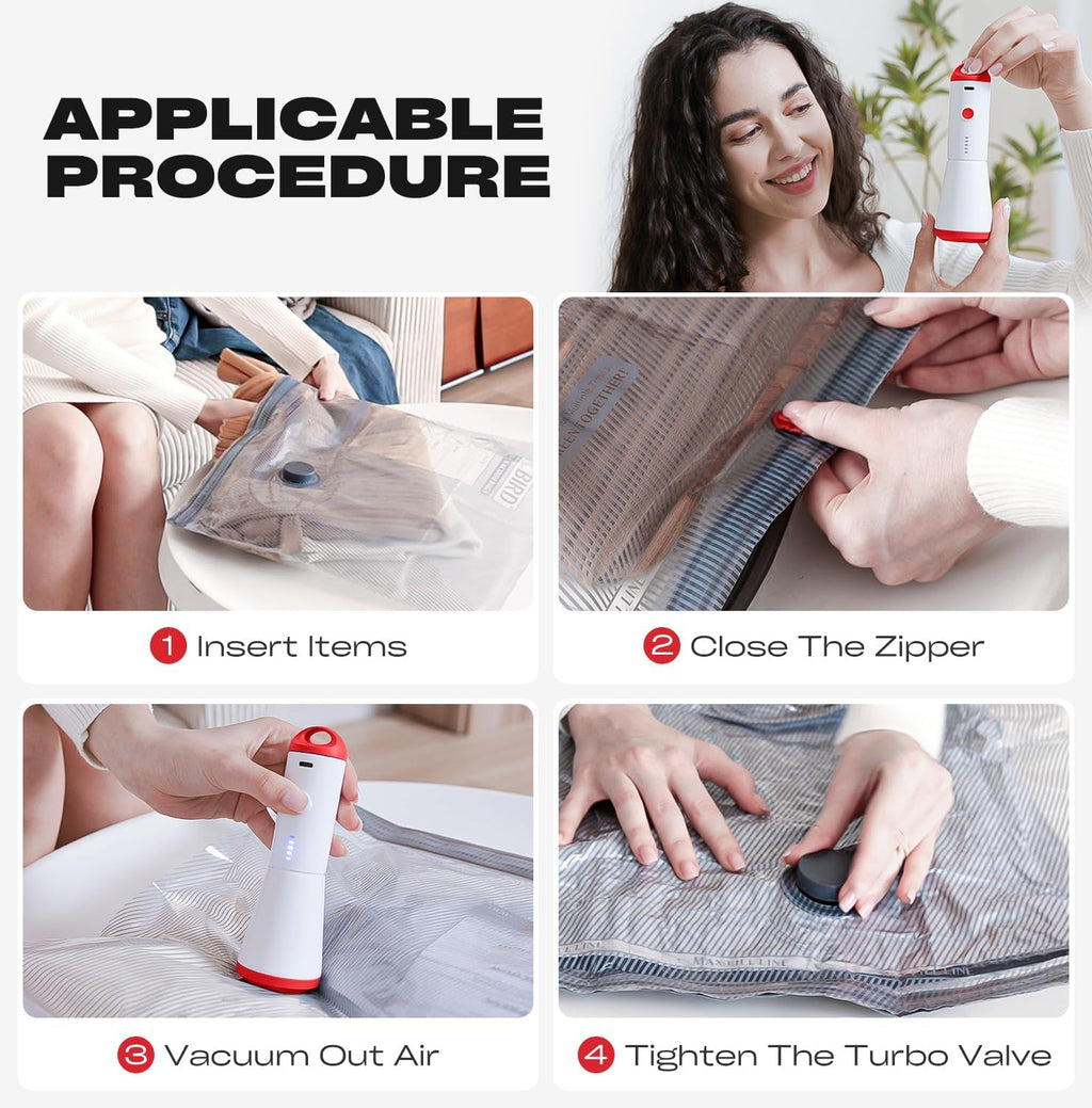 Skiennix Travel Vacuum Storage Bags - 18 Pack Compression Packing Bags with USB Pump | Carry-On Size for Luggage
