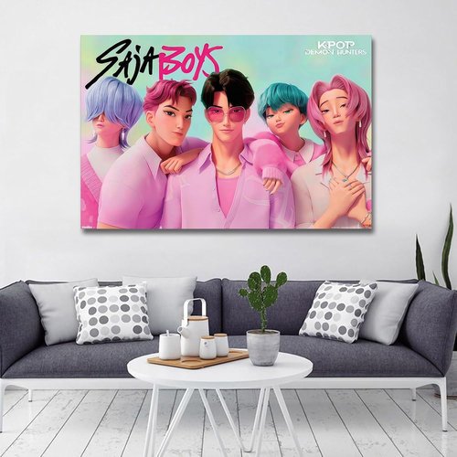 COMOR Demon Hunters Poster - Perfect Wall Art for Kids' Birthday Parties | 16" x 24" Canvas Print for Bedroom Decor