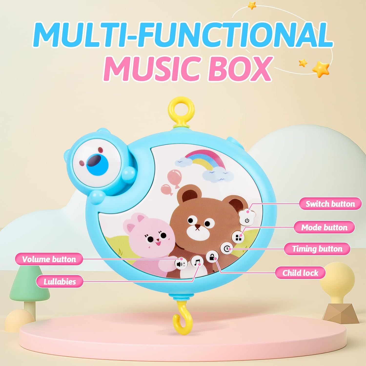 Skiennix Crib Mobile - Musical and Light-Up Nursery Toy for Boys and Girls | Portable Animal Design