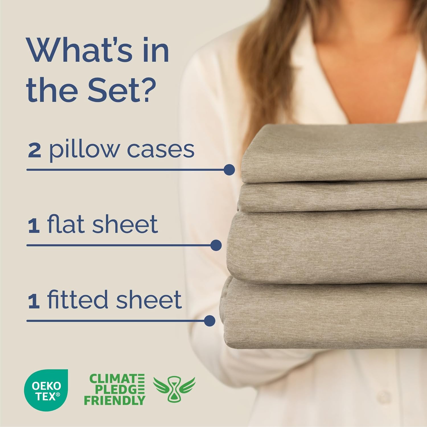 Skiennix Queen Size 4-Piece Sheet Set - Comfy Breathable Cooling Bed Sheets - Soft Wrinkle-Free Beige