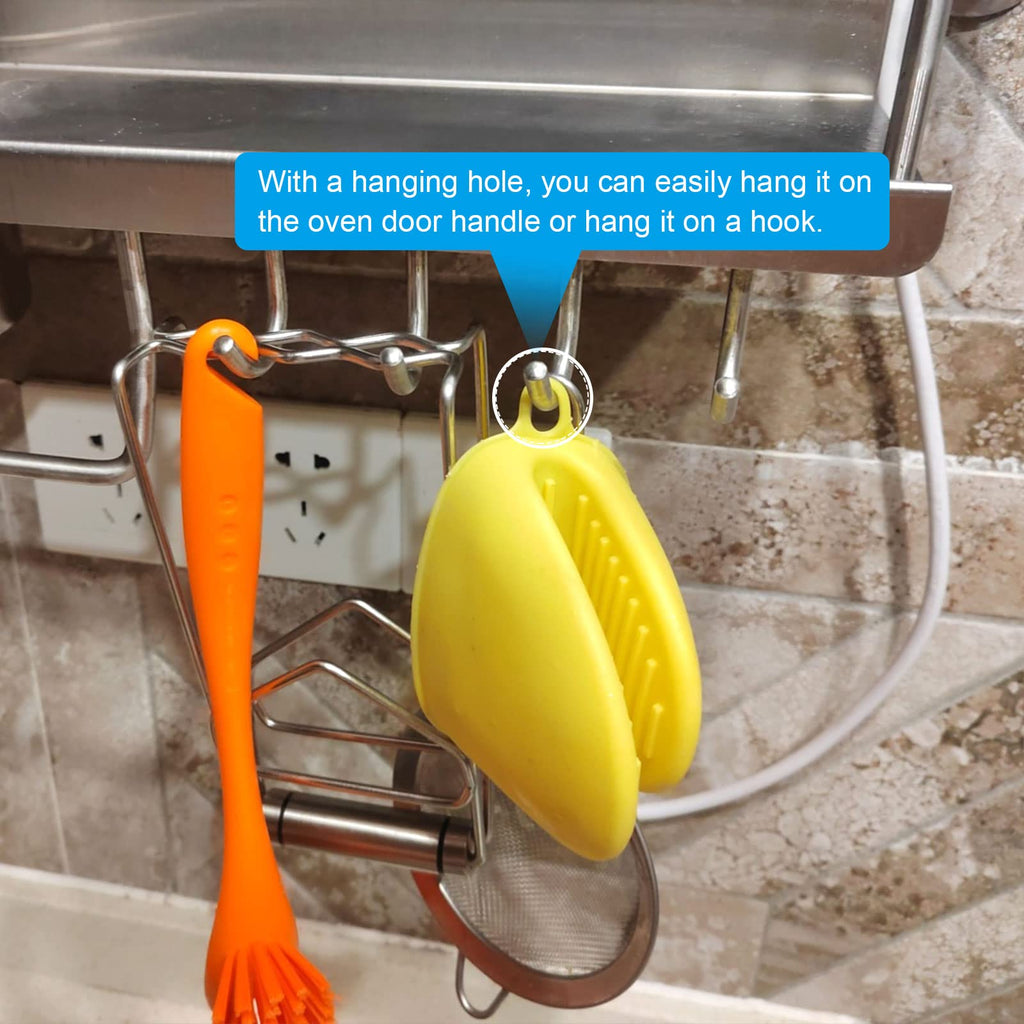 HARFINGTON 2pcs Thickened Mini Oven Gloves, Heat Resistant Silicone Oven Mitts Finger Pinch Grips Pot Holder for Kitchen, Cooking, Baking, BBQ Heat Resistant Gloves, Black