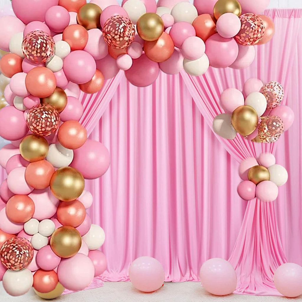 Skiennix Pink Backdrop Curtain - 10 x 7 Feet for Parties, Photoshoots & Events | 2 Panels