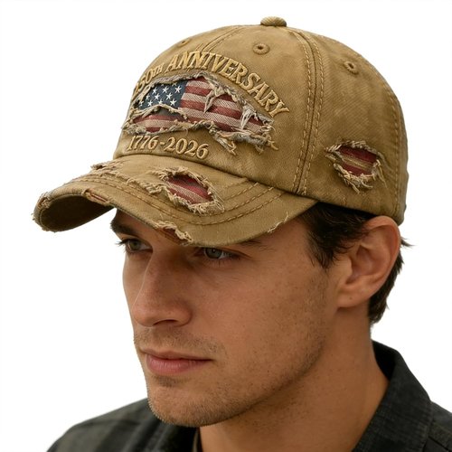 250 Anniversary USA Hat - Ripped Denim Baseball Cap for Men & Women | 250th Celebration Gear