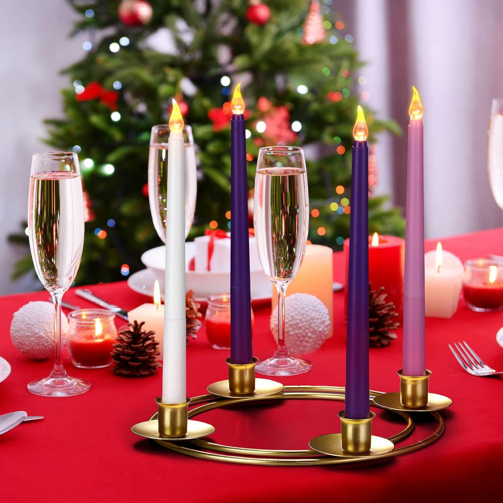 Sliner Christmas Advent Wreath Ring - Metal Candle Holder for Festive Table Decorations | 2 Pcs Set