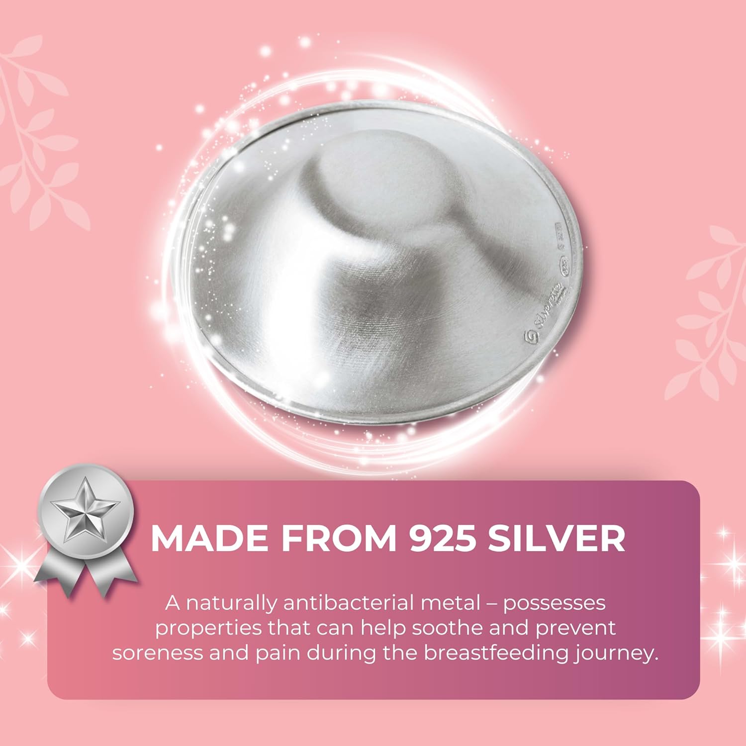 Silverette® Nursing Cups - Original Silver Nipple Covers for Breastfeeding Essentials | Regular Size 925 Silver