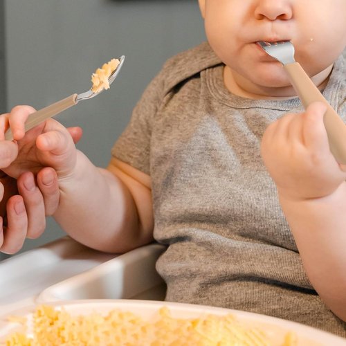 CoixFoam Toddler Utensils Set - 8-Piece Safe Silverware with Silicone Handles | Dishwasher Safe, Perfect for Self-Feeding