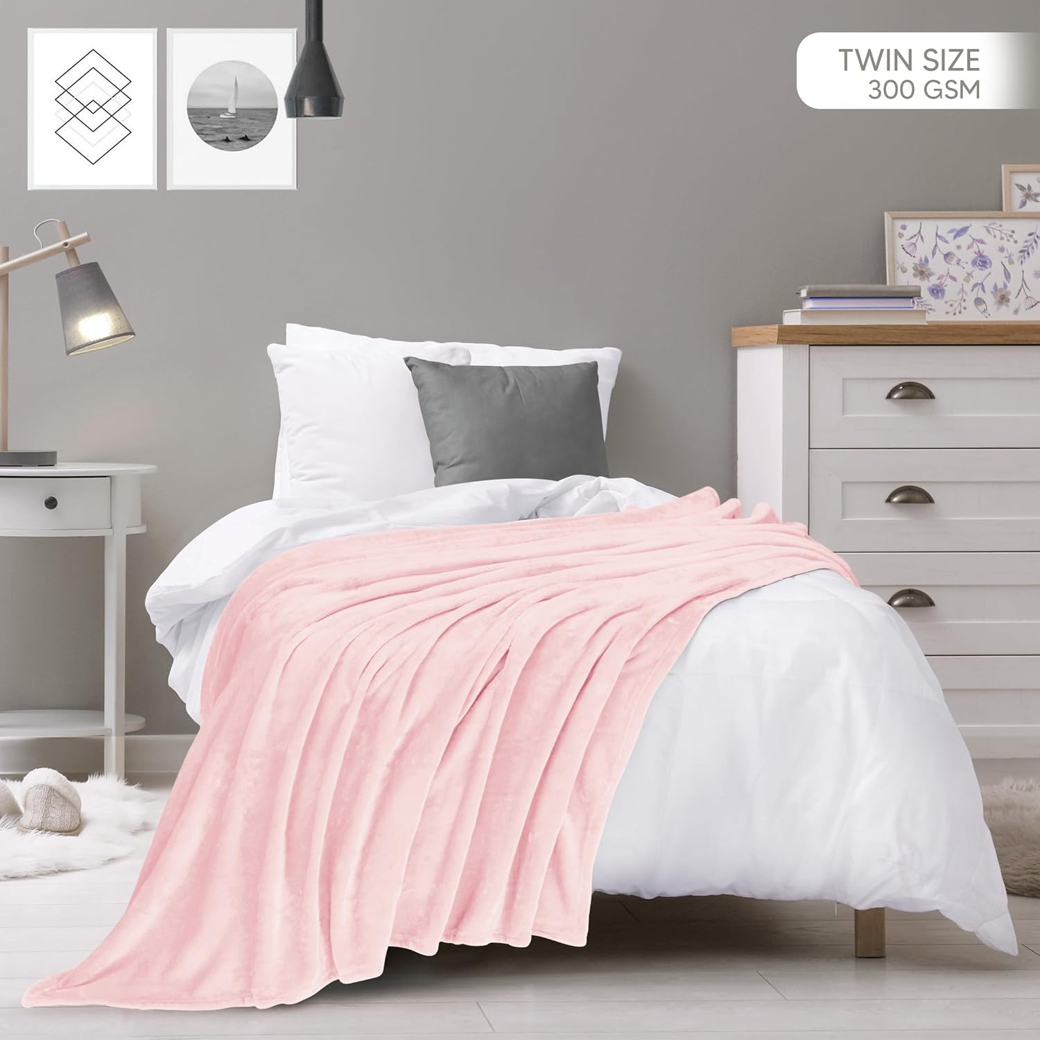 Utopia Bedding Fleece Blanket - Soft Pink Microfiber Twin Size | Luxury Anti-Static 300GSM (60x80 Inch)