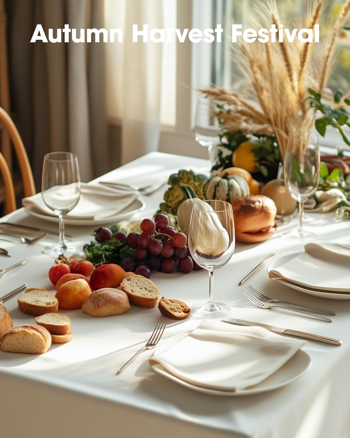 Pureegg Disposable Plastic Table Cloths - 54 x 108 Inch, Leakproof & Sturdy for Parties, Weddings, Thanksgiving | Beige & Cream