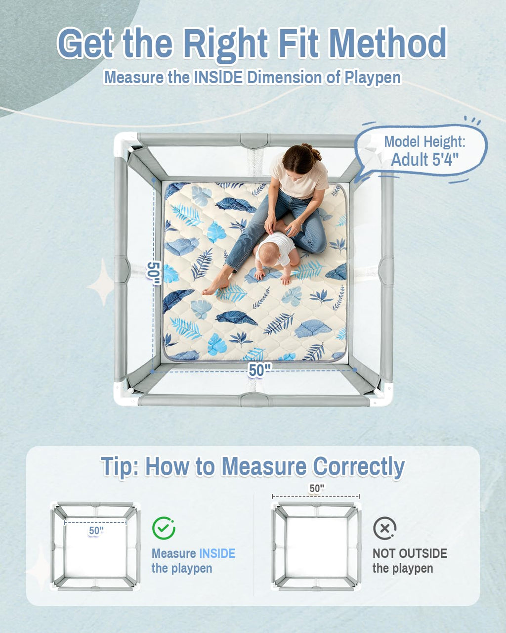 Thickened Baby Play Mat by [Brand Name] - Non-Slip, Foldable 50x50 Playpen Mat for Crawling & Travel