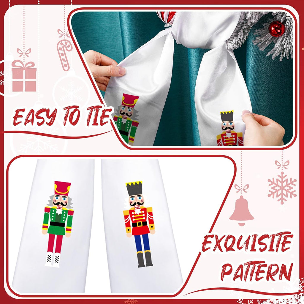 Skiennix Wreath Sash - Satin Blank Sashes for Monogramming | Indoor/Outdoor Home Decor (Red, White, Nutcracker)