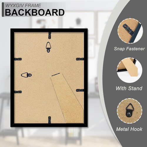 8.5x11 Picture Frame Set of 2 - Durable Black Frames with High-Clarity Plastic Display | Horizontal/Vertical