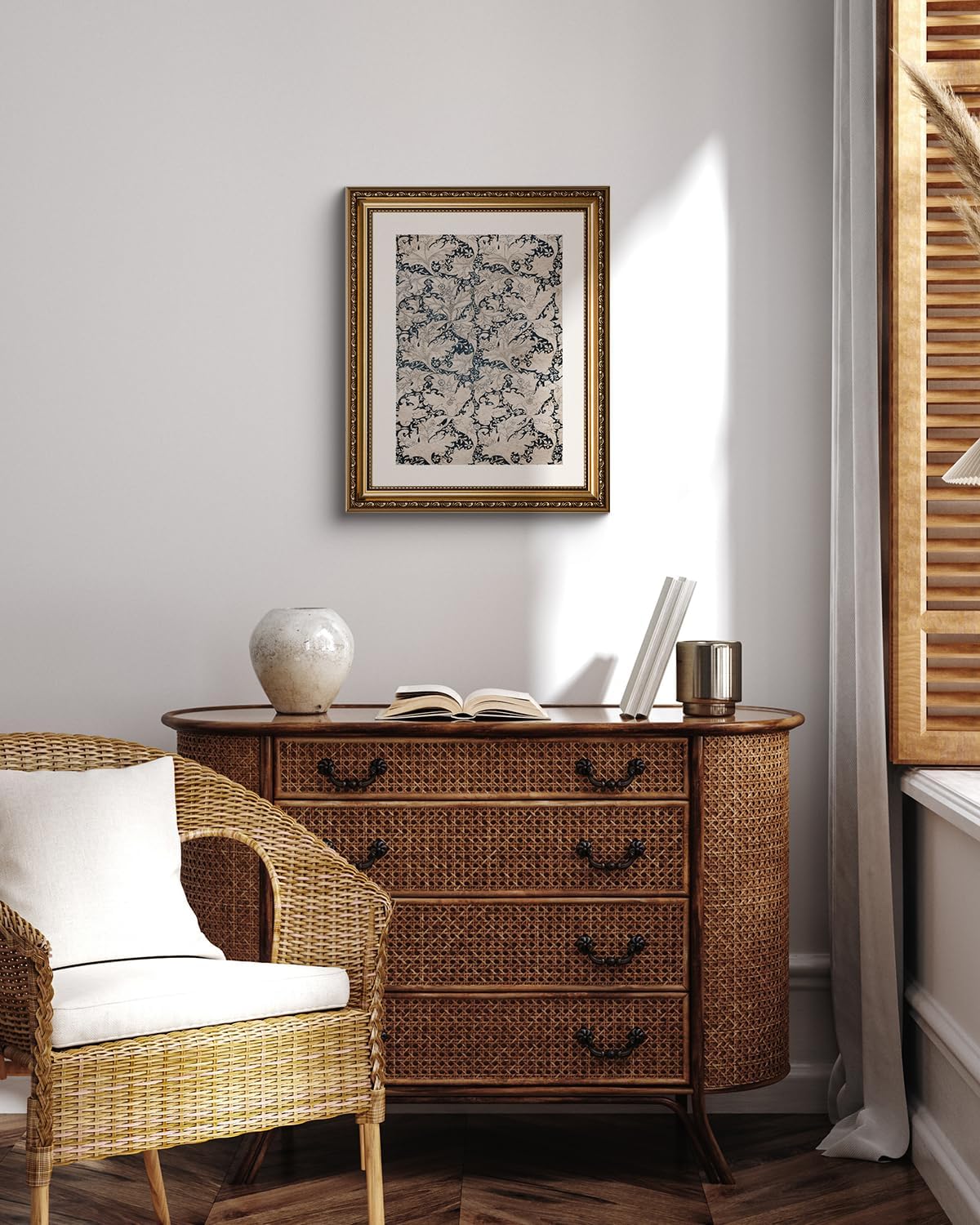 VIYYIEA Gold Framed Floral Canvas Print - Romantic Botanical Wall Art for Home Decor | 13x16in